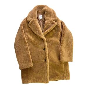 Gap Teddy Coat Womens Small Brown Teddy Sherpa Faux Fur Button Front